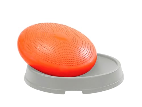Gymnic Disco Dome Fitness equipment with rigid base and orange proprioceptive cushion Ø 60 cm, for balance exercises, core training, step, abdominal training and aerobic training