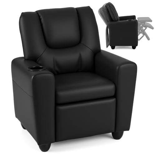 Image of Costzon Kids Recliner Chair with Cup Holder, Toddler Adjustable Lounge Chair w /Footrest for Boys Girls Room, Ergonomic Baby Child Furniture Sofa for Age 3+ Gifts, Kids Mini Recliner up to 150 lbs