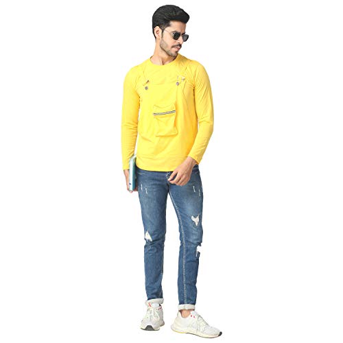 Image of Black Collection Solid Men Dungaree Style Full Sleeve T-Shirt