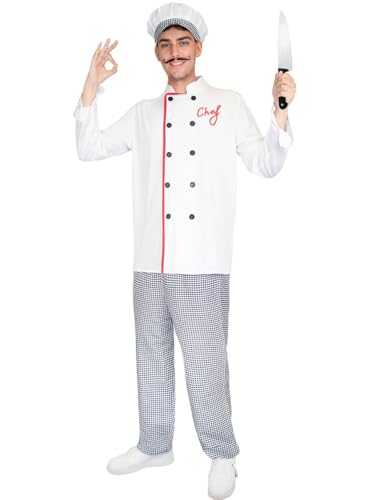 Funidelia Chef costume for man, Size S Chef, Fancy dress for adults for parties, Carnival and Halloween