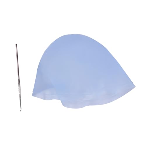 BESTYASH Sombrero De Ganchillo Resaltador Kit De Mechas Para El Cabello Resaltar Tapa Con Aguja Kit De Resaltado Tapa De Reflejos Gorro De Color Teñido Tapa De Silicona Gorro De Tinte Azul
