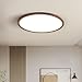 LZHUYE LED Flush Mount Ceiling Light, Modern Flat Round Close to Ceiling Lighting Fixture, 3-Color Dimming Walnut Wood Grain Ceiling Lamp for Bedroom Living Room Kitchen Lighting Fixtures(47cm)