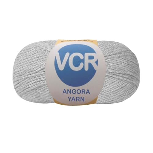 Image of VCR Soft Grey Angora Knitting Yarn, Pack of 1, 100 Grams Hank, 256 Meters Length, 80% Flurry - 20% Acrylic Polyamide Soft Ball for Crochet and Knitting, Suitable for Baby Blankets, Cushion Covers