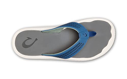 Olukai Ulele Men's Beach Sandals, Quick-Dry Flip-Flop Slides, Water Resistant Suede Lining & Wet Grip Soles, Soft Comfort Fit & Arch Support, Slate Blue/Charcoal, 10 #TOP1