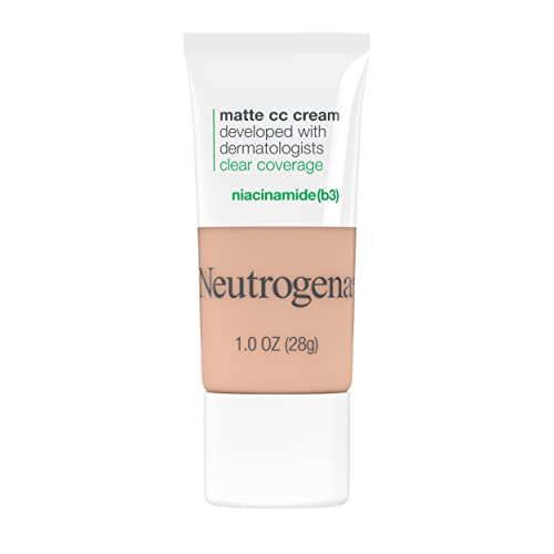 Neutrogena Clear Coverage Flawless Matte CC Cream, Full-Coverage Color Correcting Cream Face Makeup with Niacinamide (b3), Hypoallergenic, Oil Free & Fragrance Free, Barley Beige, 1 oz Neutrogena Clear Coverage Flawless Matte CC Cream, Full-Coverage Color Correcting Cream Face Makeup with Niacinamide (b3), Hypoallergenic, Oil Free & Fragrance Free, Barley Beige, 1 oz