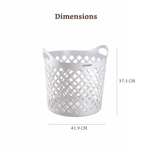 Image of Amazon Brand - Solimo Diamond Basket (32L Each, Set of 2) | Durable Plastic Storage Baskets with Handles | Ventilated Open-Weave Design | Multi-Purpose Laundry & Storage Organizer | Grey