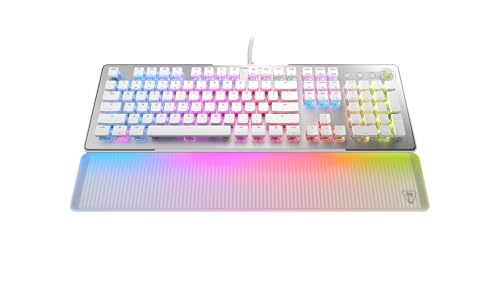 Turtle Beach Vulcan II Max – Optisch-mechanische PC-Tastatur, anpassbare RGB-Beleuchtung, Handballenauflage, lineare Titan II-Schalter, Aluminiumplatte – Weiß