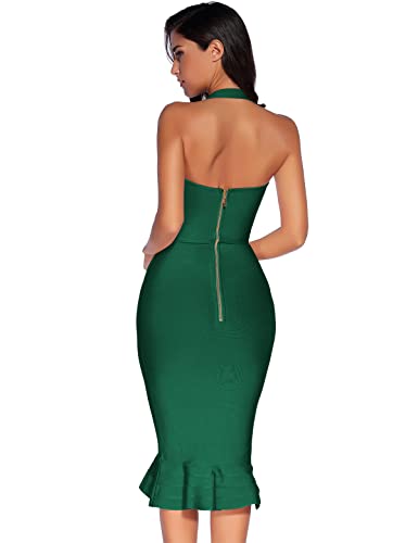 Image of meilun Womens Halter Fishtail Bandage Party Dress Elegant Wedding Guest Dress