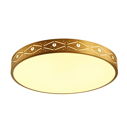 Plafonnier en cuivre rond doré ultra-mince et dimmable pour salon moderne