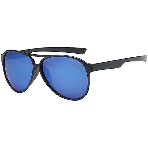 PolarSpex Classic Unisex Polarized Ultra Lightweight Flexible Aviator Sunglasses (Matte Black | Polarized Ice Blue, 56) Cover