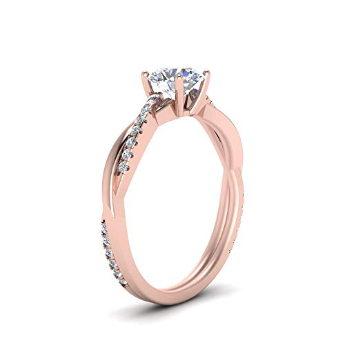 Image of 55Carat Choose Your Gemstone 18k Rose Gold Plated Infinity Twist Ring Crystal Round Shape Side Stone Wedding Valentine Wear Promise Ring with Pave Setting for Women Size US 4 to 12