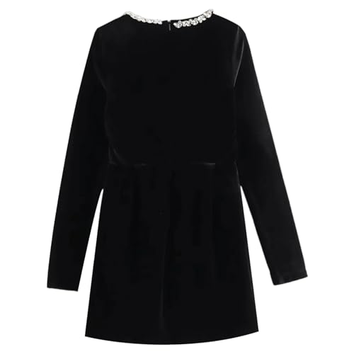 Mini robe en velours à strass chic pour briller en soirée décontractée - 4
