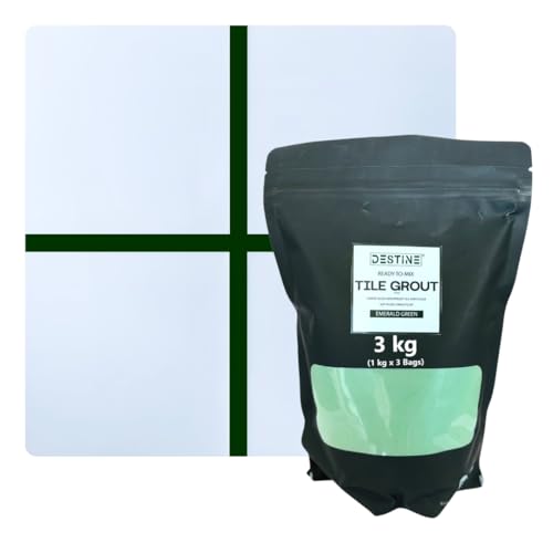 Image of DESTINE READY-TO-MIX inchTILE GROUT inch (16 COLOURS) (ALL PACKS: 100 Gm,250 Gm,400 Gm,800 Gm,1 Kg), Waterproof, Crack Filler, Cement Based Tile Gap Filler (3 Kg, Emerald Green)