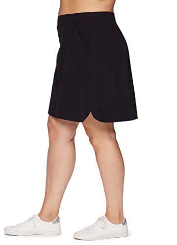 Rbx Active Women's Plus Size Stretch Woven Flat Front Waist Golf/Tennis Long Athletic Skort With Attached Bike Short And Pockets Long Black 2X #TOP3