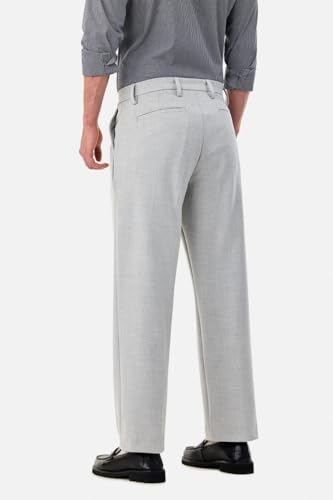 Image of SNITCH Men Casual Trousers| Baggy Fit Mid Rise Solid Plain Front Style | Breathable Cotton Blend & Lightweight Linen Fabric for Summer & Everyday Outings