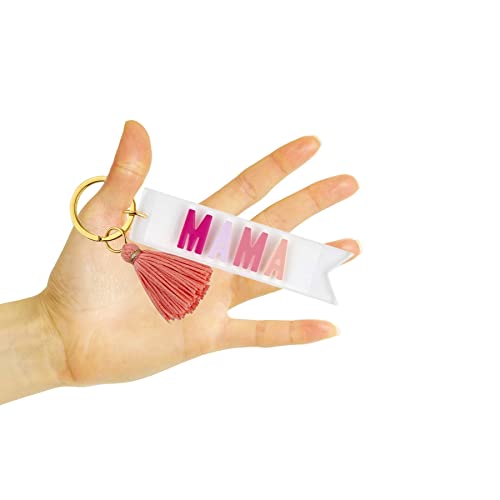 Acrylic Key Tag with Colorful Tassel Keychain for Girls