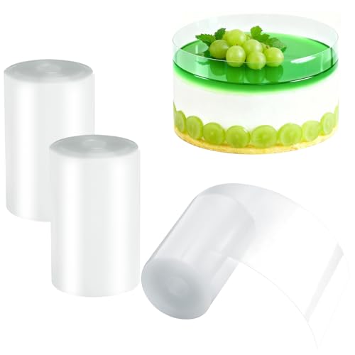 APOMOONS Láminas de Acetato 6cm x 10m 3 Rollos Acetato Repostería Transparente, Acetato alimentario para Mousse, Chocolate, Tartas y decoración de repostería