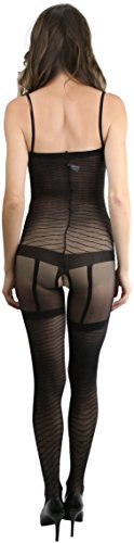 Image of ToBeInStyle Women's Bodystocking Crotchless Peek-A-Boo Fishnet Lace Bodysuit