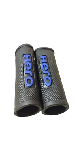 Image of VGZ Premium Anti-Slip Motorcycle Handle Grip Set with Blue Logo | Heavy Duty Rubber | Universal Fit for Bikes | Comfortable & Vibration Resistant