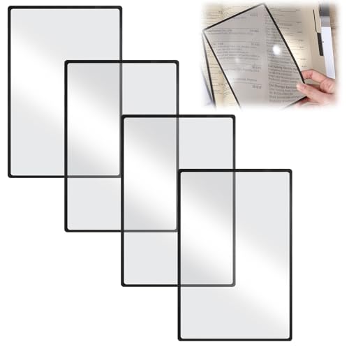 4X Magnifying Sheet Page Magnifier for Reading 4 PCS Version-Horizontal Book Magnifier Handheld Sheets Full Eye Reading Bible Books Computer Screen Bookmark Laptop Monitor Visual Impairment Aids