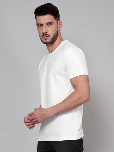 Image of BEYOUNG Cotton Regular Fit Plain T-Shirt for Men | Flexible Round Neck | Casual T-Shirt | Solid T-Shirt | Half-Sleeves | Stylish T-Shirt