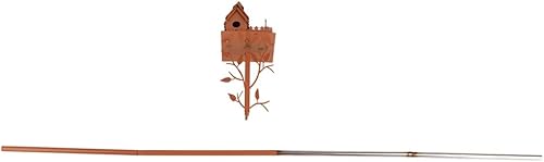 Miniatura 4 de JTLB Estacas de jardín para pajareras, casa de pájaros de metal con poste, arte de metal, casa de pájaros, casa de colibrí, casa de pájaros de metal