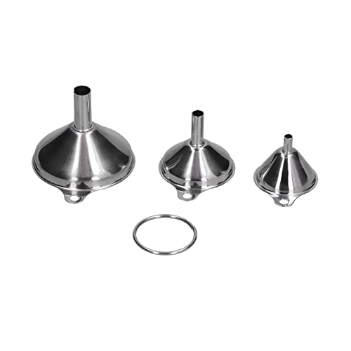 Stainless Steel Funnels for Filling Bottles, 3Pcs Kitchen Funnel Set Small Metal Funnel Multifunctional Mini Funnels for Essential Oil Spices Liquid