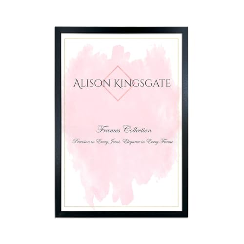 Alison Kingsgate Sleek 50X40CM Picture Frame - Engineered Wood with Shatterproof Perspex Front -Perfect for Photos, Posters, Certificates -Suitable for Wall Mount or Tabletop Display - Black-