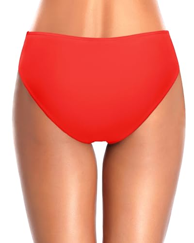 Image of Tempt Me Women Bikini Bottoms Mid Waist Bathing Suit Swimsuit Ruched Swim Bottom