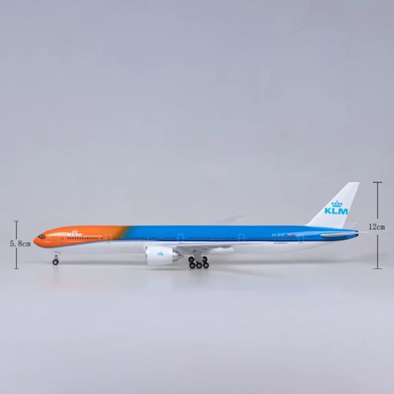 1/157 Scale 47 CM (18.5 inches Long) KLM's Iconic B777 Airplane Model Kit with Table Stand for Aviation Enthusiast Gift or Display Decorations