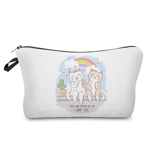 Neceser Maquillaje Lindo Gato Portátiles Neceser Pequeño con Cremallera,Bolsa Maquillaje para Mujer,Monedero Pequeño Impresa
