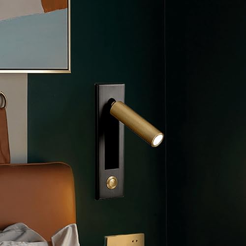 3 Luces de lectura de pared con interruptor integrado negro dorado 4