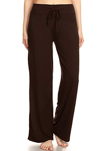 Image of Leggings Depot Women's Wide Leg Drawstring Pajama Pants for Lounge, Sleep | Soft, Breathable Poly-Span, Drawstring Waist, Comfy, Casual, Yoga, Everyday