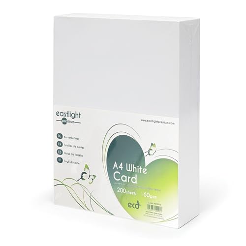 A4 White Card 160gsm (200 Sheets) Paper Texture Craft Cardstock for Craft Projects Printing Invitations Card Making & School Projects Thick A4 Paper for Laser/Inkjet Printers Not for Watercolour