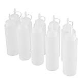 Yuehuamech 10 Stück Quetschflaschen 240 ml Ketchup-Spender Gewürz-Soßenflaschen mit Deckel für Senf-Mayo-Dressings, Olivenöl, heiße Sauce, BBQ, Soße, Sirup, Dressings