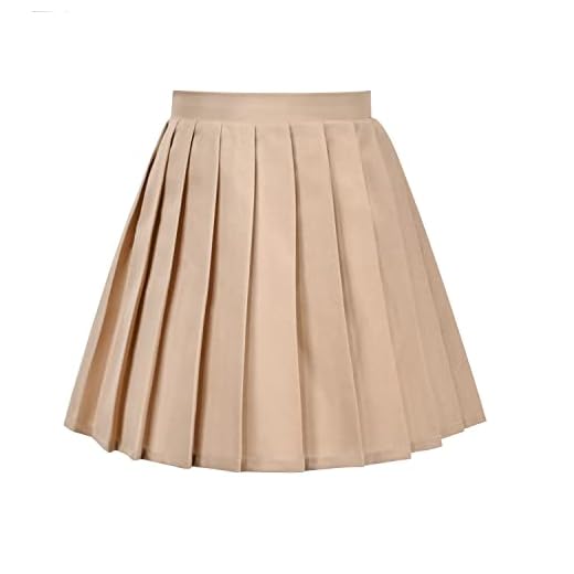 Sunny Fashion Chicas Falda Beige Plisado Uniforme Escolar Diariamente Cintura Alta Elástico Tenis 7-8 años