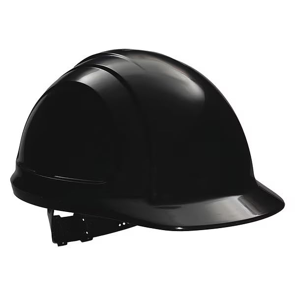 Hard Hat, Polyethylene, 4 Point Pinlock, Type 1, Class E, Black, Mfr: N10110000-A