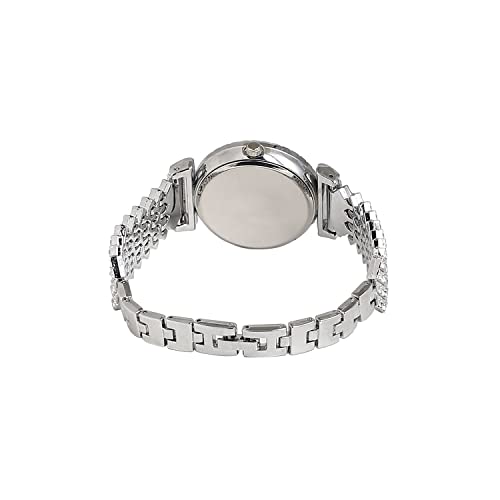 Image of Haute Sauce Women's Embellished Analog Dial with Stainless Steel Strap | Battery Power | Foldover Closure | Quartz Movement | Fashion Wrist Belt Watch for Female and Girls