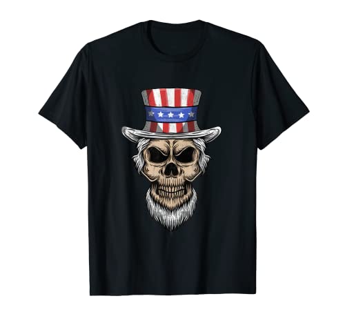 Teschio 4 luglio T shirt zio Sam bandiera americana uomo donna Maglietta