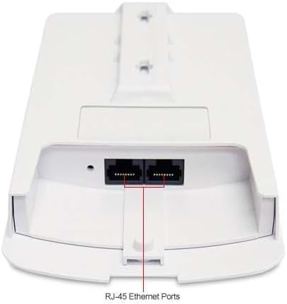 Жакын план view of the two RJ-45 Ethernet ports on the EnGenius ENS202EXT, labeled for clarity.