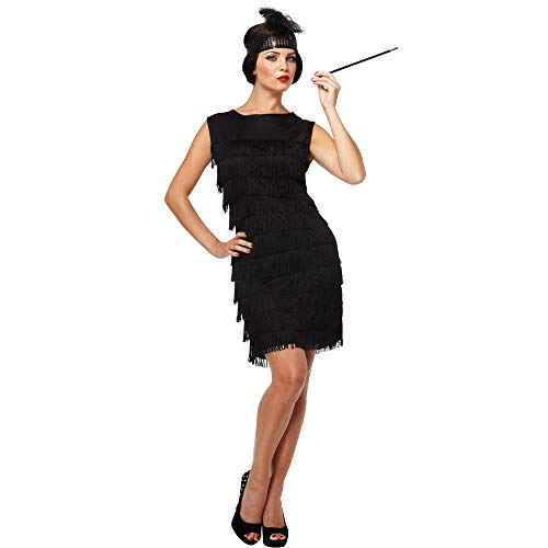 FunkyFashion Disfraz de Charleston de los años 20 para mujer, Negro, 40