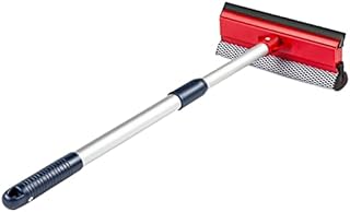 DSV Standard Professional All-Purpose Window Squeegee | 2-in-1 Window Cleaner | Dual Side Blade Rubber & Sponge | Aluminum Telescopic Pole 47-74cm &18