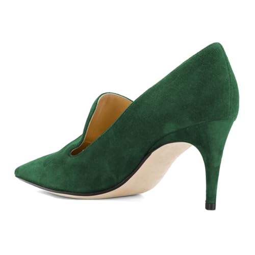 Women’s Dressy Pumps Stiletto Mid Heel Loafers Pointed Toe Slip On Shoes Working Evening Business Size 4-16 US4