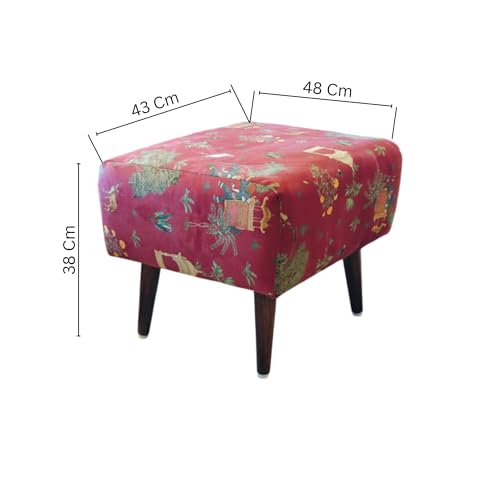 Image of The Artage Pouffe Home Decor Ottoman Furniture for Living room Extra Seat Footrest Dressing Table Vanity Stool Sitting Mudda High Density Cushioning Puffy Stool for Bedroom Living Room Decor Footstool