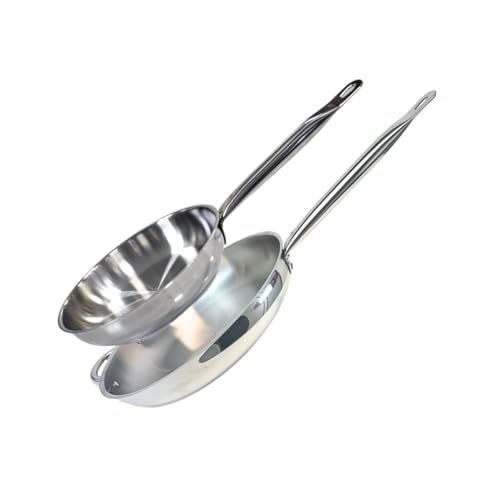 Elo 9903450 Lot de 2 poêles 28 cm et 32 cm, 2 poêles en acier inoxydable, poêle à frire en acier inoxydable, 28 cm et 32 cm, Gris 9