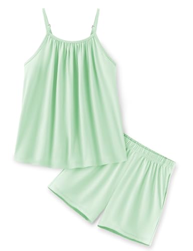 Image of Arshiner Toddler Kids Summer Clothes 2 Piece Tank Top and Shorts Set | Girl Summer Clothes 2 Piece Loose Spaghetti Strap Tank Top and Short Set Kids Clothing Sets with Pockets