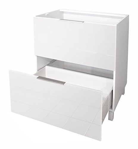 Berlioz Creations CT6BB Unterschrank für Küche mit 2 Schubladen, in weißem Hochglanz, 60 x 52 x 83 cm, 100 Prozent französische Herstellung - Image 3