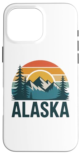 Vintage Alaska Retro Sunset Mountain Design Tees and Deco X}zP[X iPhone 16 Pro Max p