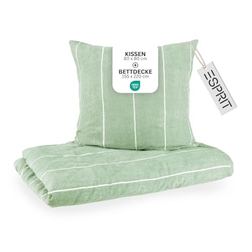 Esprit Bettwäsche 155x220 Baumwolle 100% Renforcé Grün Überlänge – Ansicht 1