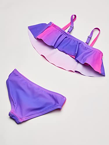 Kanu Surf girls Karlie Flounce Bikini Beach Sport 2 Two Piece Swimsuit, Janie Pink, 14 US4